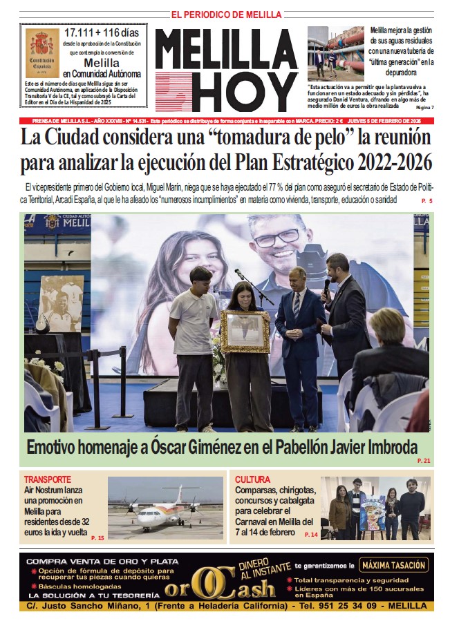 Homenaje a Óscar Giménez en el Pabellón Javier Imbroda de Melilla.