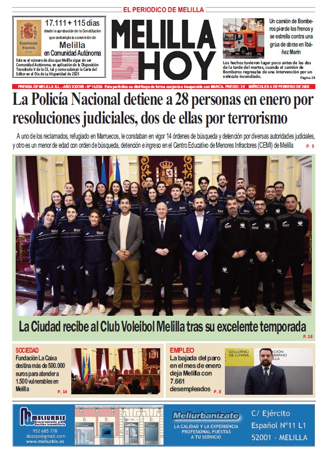 Portada del periódico Melilla Hoy del 4 de febrero de 2026