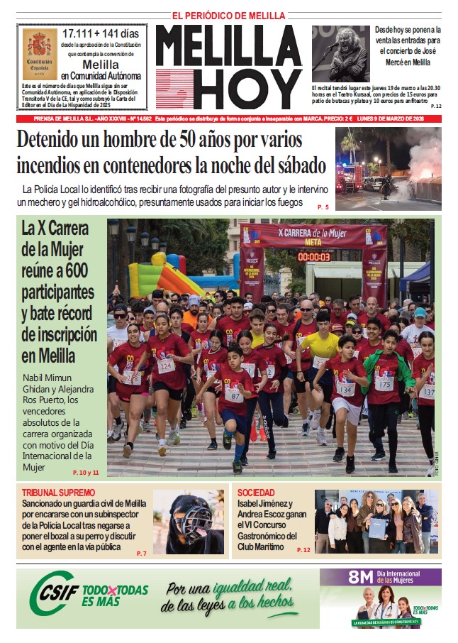 Participantes en la X Carrera de la Mujer en Melilla, marzo de 2026.