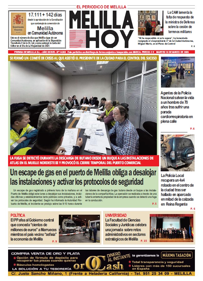 Reunión de crisis por escape de gas en Melilla