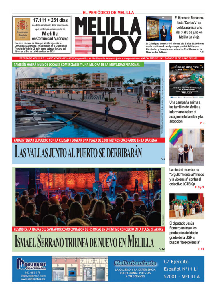 Portada del periódico Melilla Hoy del 27 de junio de 2026