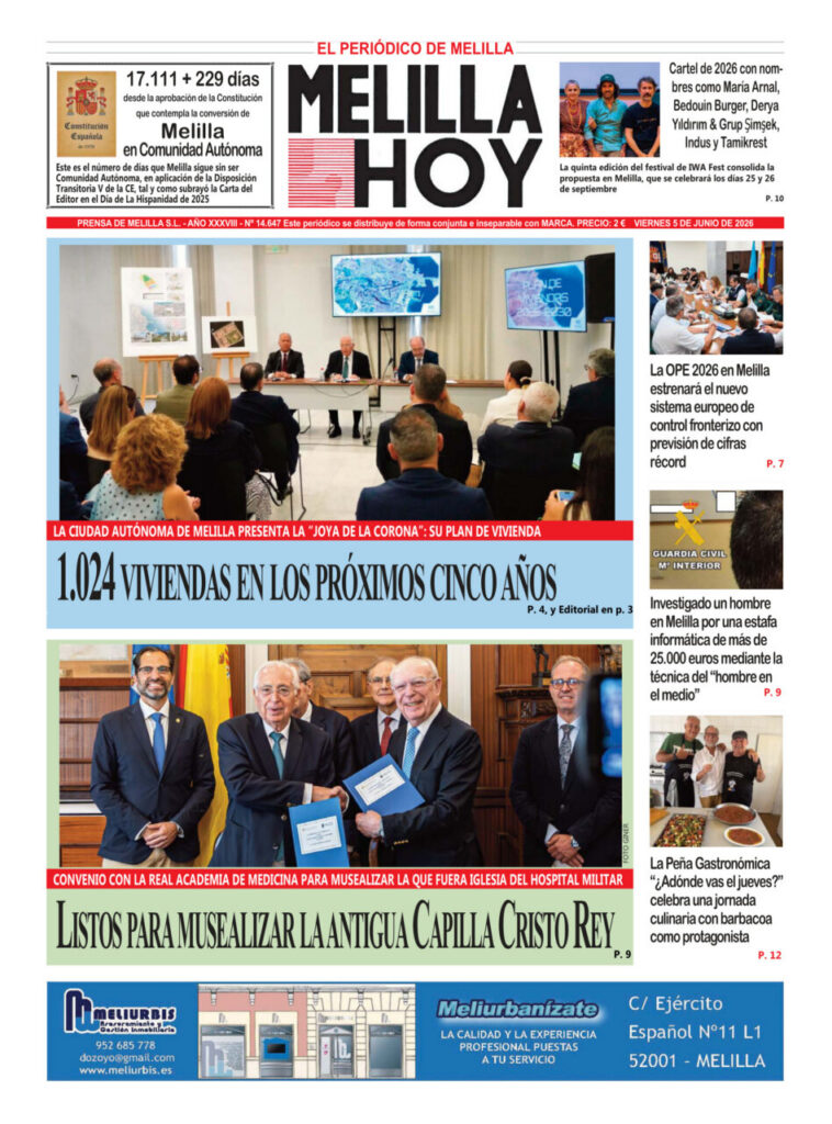 Portada del periódico Melilla Hoy del 5 de junio de 2026