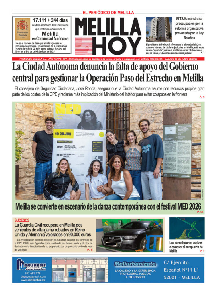Portada del periódico Melilla Hoy sobre el festival MED 2026