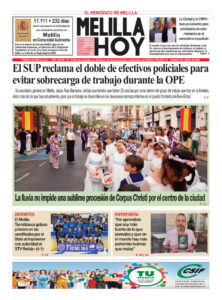 Portada del periódico Melilla Hoy sobre la procesión de Corpus Christi