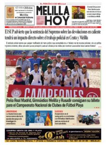 Portada del periódico Melilla Hoy con noticias y fotos de eventos deportivos