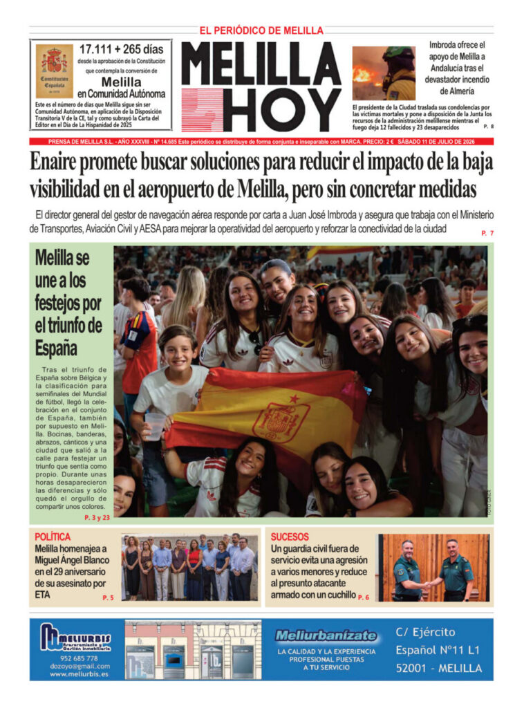 Grupo de jóvenes celebrando el triunfo de España con una bandera