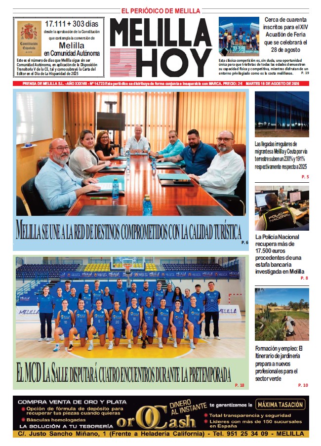 Portada del periódico Melilla Hoy del 18 de agosto de 2026