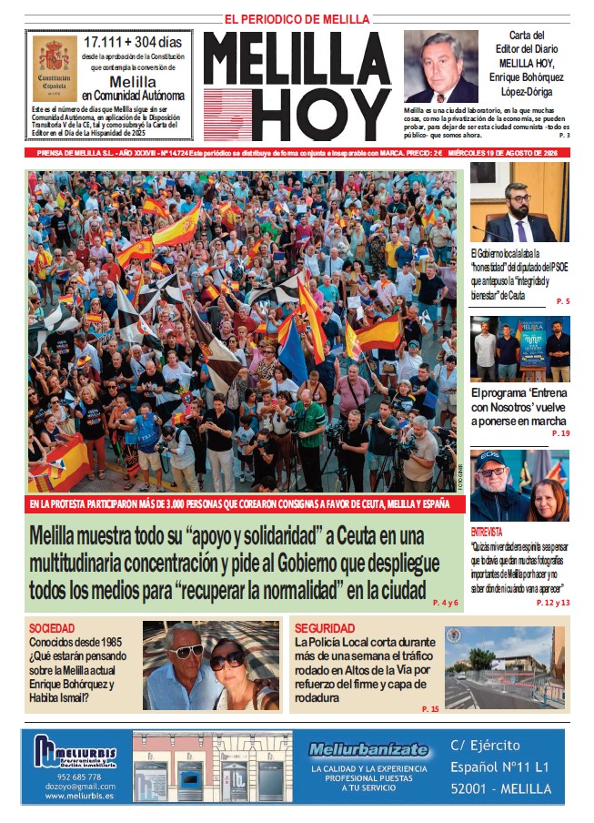 Multitudinaria protesta en Melilla a favor de Ceuta con banderas