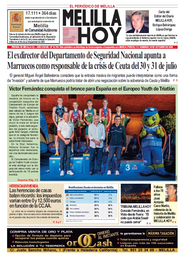Portada de Melilla Hoy con una fotografía grupal de deportistas y una mascota