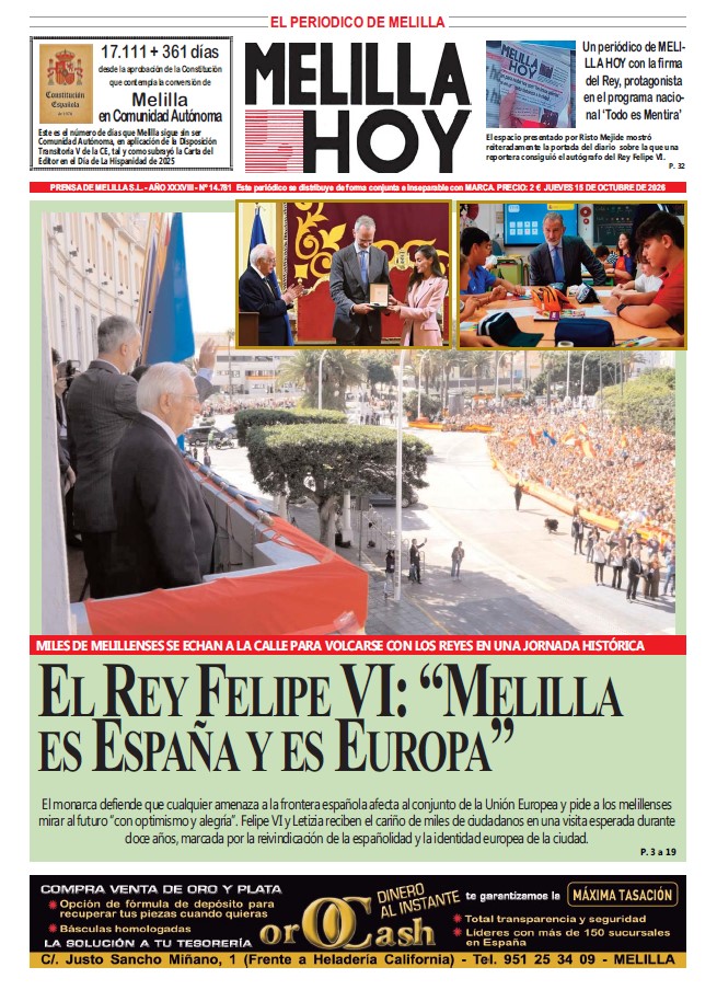 Portada de Melilla Hoy con una multitud y el titular sobre Felipe VI