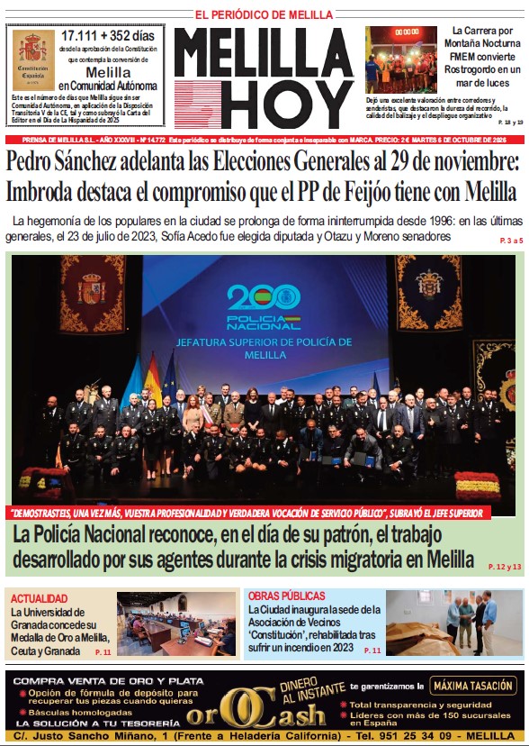 Portada del periódico Melilla Hoy del 6 de octubre de 2026