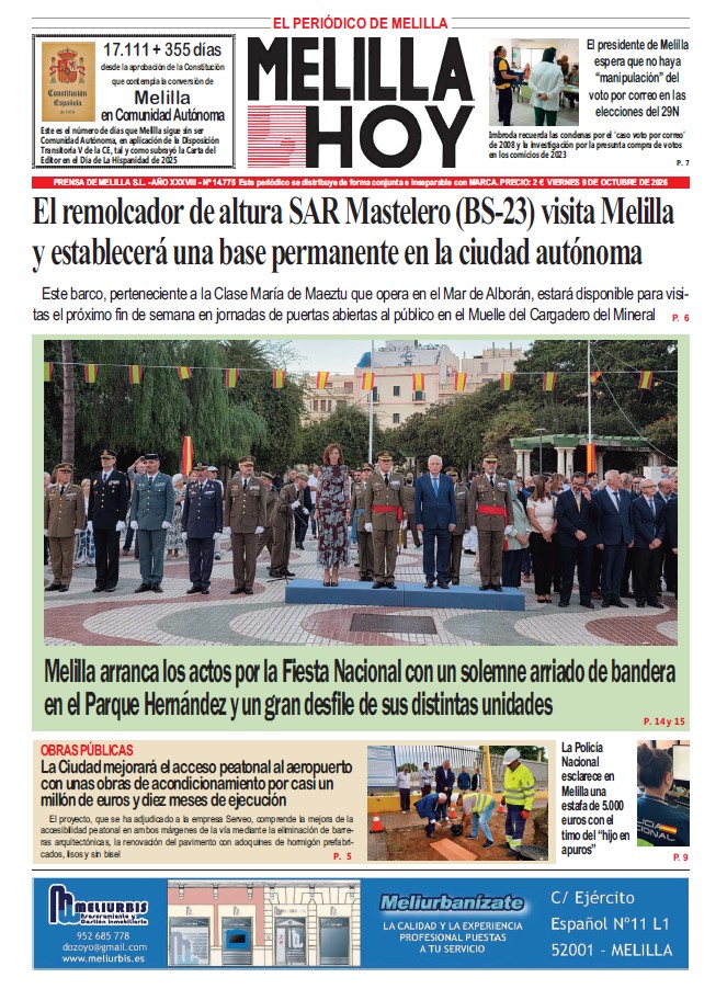 Ceremonia de izado de bandera en Melilla con el remolcador SAR Mastelero